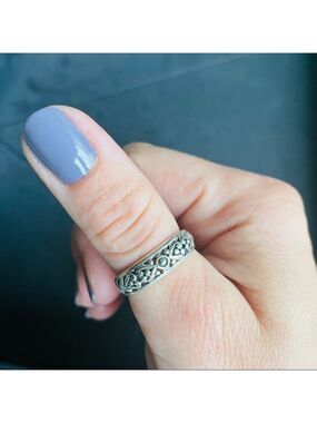 FILIGREE OPEN WORK STERLING SILVER STACKABLE BAND RING